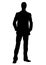 Business man vector silhouette, outline portrait male managing in costume standing front side full-length, human contour isolated