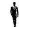Business man walking forward, abstract vector silhouette, ink drawing. Isolated business people