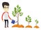 Business man watering trees vector illustration.