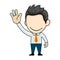 Business man waving with his hand. The concept of young entrepreneur spirit