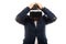 Business man wearing vr goggles and holding his head gesture