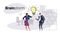 Business man woman couple meeting brainstorming process businesspeople team thinking new creative innovation light lamp