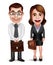 Business man and woman vector characters holding briefcase