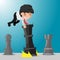 Business Man Worker Play Game Chess Vector