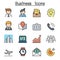 Business management color line icon set