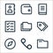 business and management line icons. linear set. quality vector line set such as folders, phone, compass, tag, folders, tasks, book