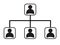 Business management network hierarchy icon on white background.