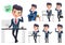 Business manager vector characters set. Business character office manager calling and standing.