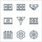 business marketing line icons. linear set. quality vector line set such as process, maintenance, calendar, system, filtering,