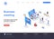 Business meeting isometric landing page. Partnership and teamwork collaboration, online meeting and conversation