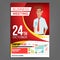 Business Meeting Poster Vector. Businessman. Invitation For Conference, Forum, Brainstorming. Red, Yellow Cover Annual