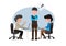 Business meeting, presentation or conference in office. Business people discussing about business plans concept. Flat vector