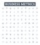 Business metrics vector line icons set. Metrics, KPIs, ROI, Profit, Revenue, Cycle, Cost illustration outline concept