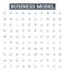 Business model vector line icons set. Business, model, strategy, innovation, market, customer, value illustration