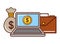 Business money bag laptop briefcase coin