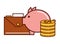 Business money coins piggy briefcase