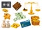 Business, money, deposit dollar, gold icons