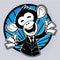 Business Monkey With Blue Circle Color Illustration