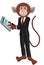 Business monkey with a tablet.White background.