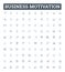 Business motivation vector line icons set. Entrepreneurship, Innovation, Ambition, Profitability, Strategy, Teamwork