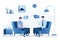 Business negotiations. Businesspeople sitting in armchairs. Office room interior. Investor talking to a young startup guy