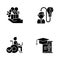 Business occupation black glyph icons set on white space