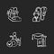 Business occupation chalk white icons set on black background