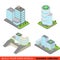 Business office center hospital flat 3d isometric building set