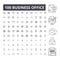 Business office editable line icons, 100 vector set, collection. Business office black outline illustrations, signs