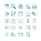Business office green line vector icons.