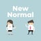 Business office people wearing a face mask prevention and maintain social distancing. New normal working lifestyle concept.