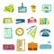 Business Office Stationery Supplies Icons Set