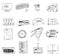 Business office stationery supplies icons set