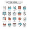 Business and office work. Documents, paperwork. Businessman. Thin line blue web icon set. Outline icons collection