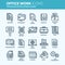 Business and office work. Documents, paperwork. Businessman. Thin line web icon set. Outline icons collection. Vector