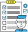 Business organization and achievements of goals. Check list, questionnaire, to do list vector icon