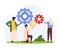 Business organization, collaboration of employees for effective work, moving gears