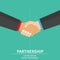 Business partner handshake of business partners. Success deal, happy partnership, casual handshaking agreement. Flat