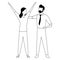 Business partners successful avatar faceless cartoon in black and white