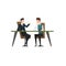 Business partners talking and discussing ideas at meeting, coworking people characters vector Illustration on a white