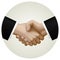 Business partnership handshake in circle