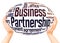 Business partnership word hand sphere cloud concept