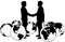 Business people agreement global handshake
