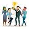 Business People Attainment Vector. Businessman Leader Holding Winner Golden Cup. Modern Office Employee. Isolated Flat