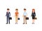 Business people cartoon character set. Young men and women standing with briefcase and bag.