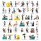 Business People Characters Collection. Cartoon Businessman in Various Poses. Motivation, Leadership, Career