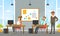 Business People Characters Working at Computers, Office Indoor Space Interior with Employees Flat Style Vector