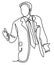 Business and people concept - businessman on presentation in office. Continuous line drawing. Isolated on the white