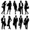 Business people - global team - vector silhouettes
