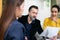 Business people greeting, dealing and sealing a business contract sign. Casual business negotiation at the office space. Teamwork